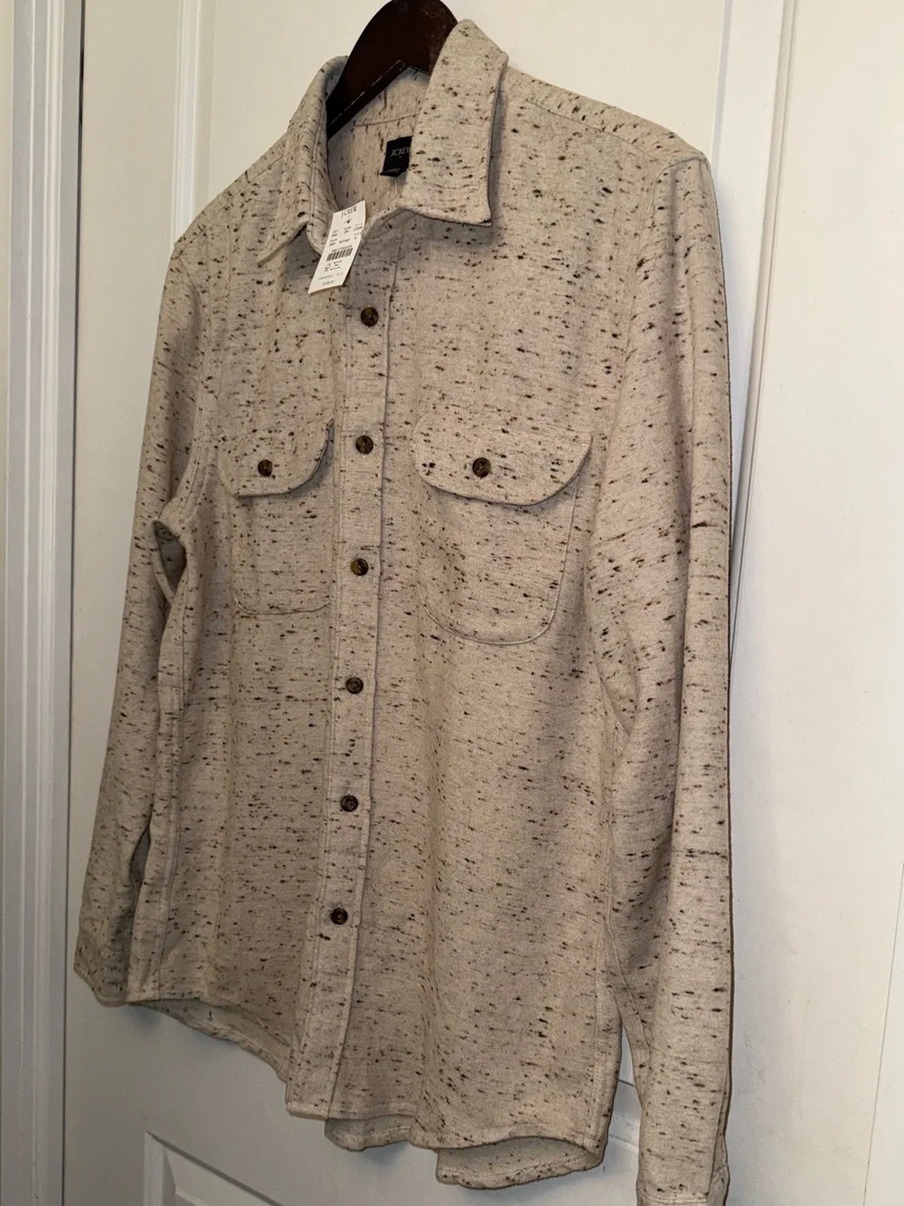 J. Crew NWT Speckled Fleece CPO Shirt Jacket in “Honey Oatmeal”